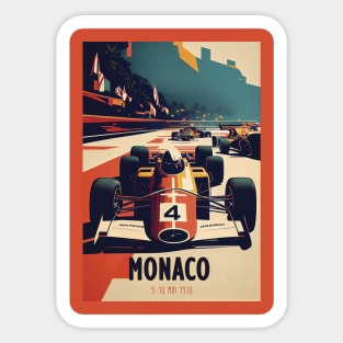 1970 Monaco Grand Prix Racing Travel Poster Sticker